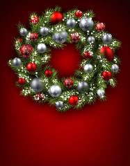 Background with Christmas wreath.