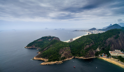 Fototapeta na wymiar View of Red Beach from the SugarLoaf Mountain in Rio de Janeiro