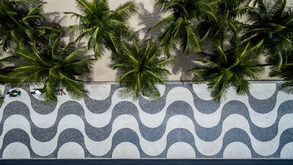 Printed roller blinds Rio de Janeiro Top View of Copacabana beach with mosaic of sidewalk in Rio de Janeiro. Brazil