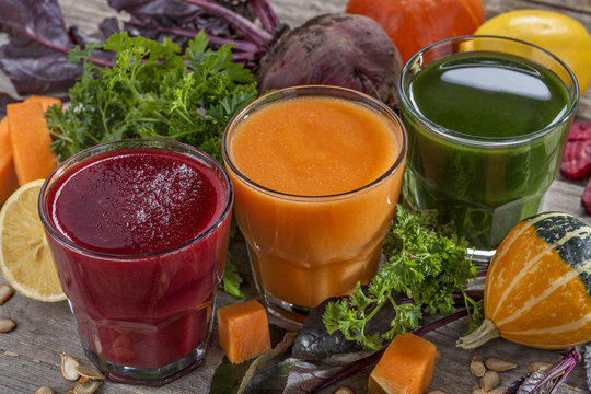 Fresh and healthy smoothie and juice. Mix fruits and vegetables