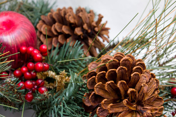 Christmas pine ornament close up 