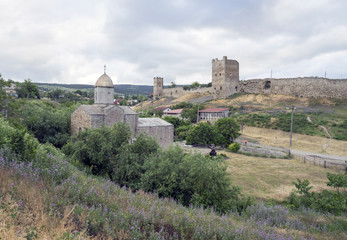 Fototapeta premium Genoese fortress and the Church built in Feodosiya