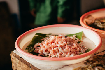peeled shrimp at asian market
