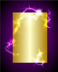 Vector golden background with lightning