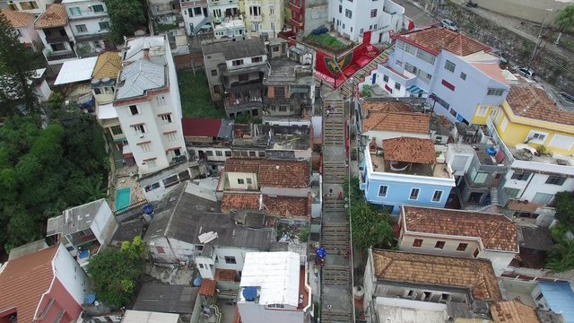 Aerial View of Stairway Selaron, Rio de Janeiro, Brazil