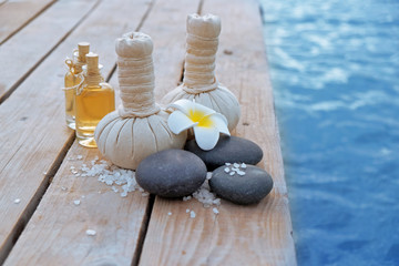 Composition of massage balls and pebbles
