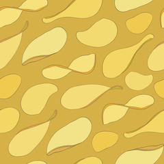 Potato chips seamless background. 