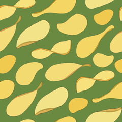 Potato chips seamless background. 