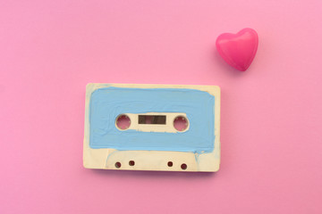 Cassette tape and heart - love good old technology concept