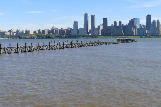 Scene of Hudson River and New York Upper West Side