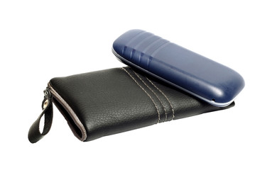 Black leather case for mobile phone and phone