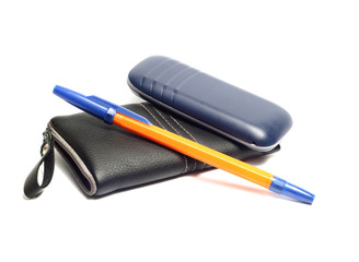 Black leather case for mobile phone and phone