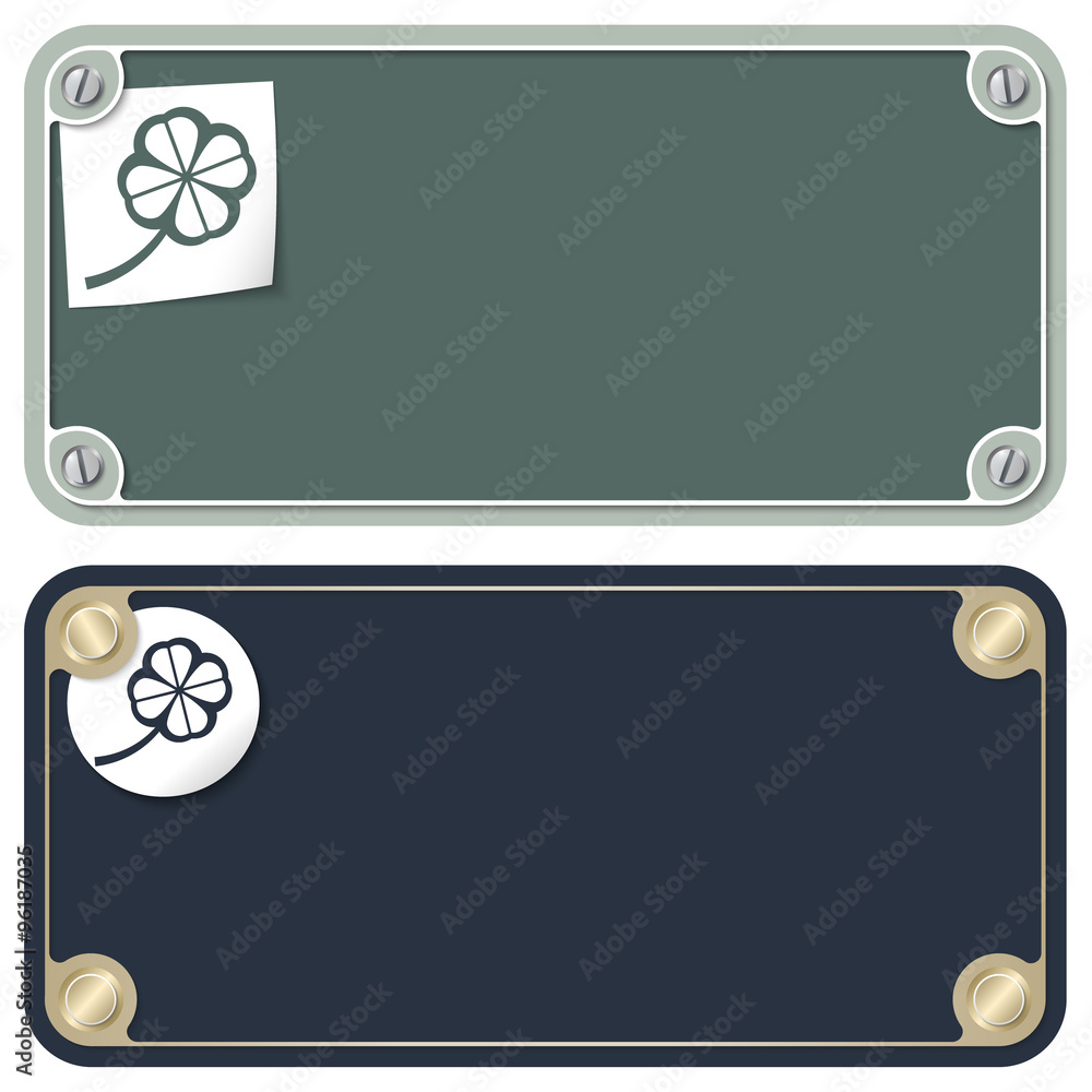 Poster vector frames for your text with screws and cloverleaf