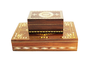 Two souvenir boxes on white