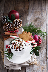 Christmas hot chocolate with ornaments