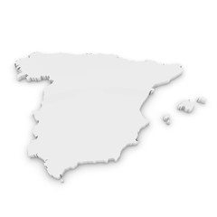Fototapeta premium White 3D Outline of Spain Isolated on White