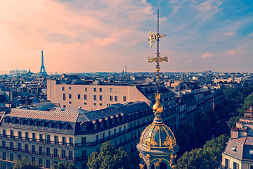 Old photo with aerial view from Paris, France