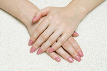 Woman's hands with fresh elegant manicure