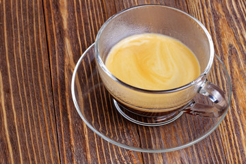 Transparent cup with espresso
