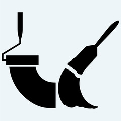 Set axe. Isolated on blue background. Vector silhouettes