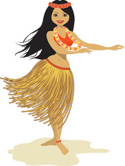 Beautiful hula dancer - obrazy, fototapety, plakaty