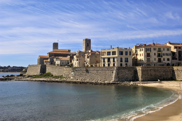 Beach and city, Antibes, France