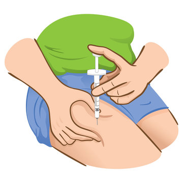 Person applying injection in the thigh or leg