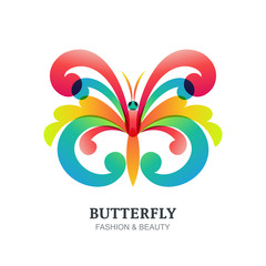Obraz premium Vector illustration of colorful decorative butterfly.