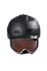 Fototapeta premium Black ski and snowboard helmet and glasses
