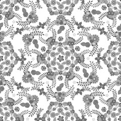 Grey Flowers Seamless Pattern