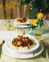 Noodles with mussles