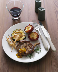Pork Chop with squash and baked apple