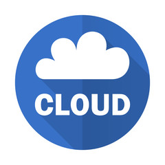 cloud blue flat desgn icon with shadow on white background