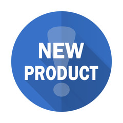 new product blue flat desgn icon with shadow on white background