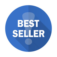 best seller blue flat desgn icon with shadow on white background