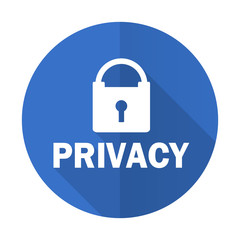 privacy blue flat desgn icon with shadow on white background