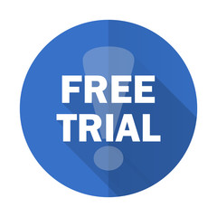 free trial blue flat desgn icon with shadow on white background