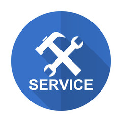 Fototapeta premium service blue flat desgn icon with shadow on white background