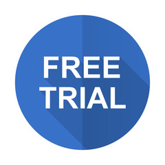 free trial blue flat desgn icon with shadow on white background