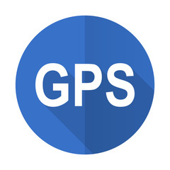 gps blue flat desgn icon with shadow on white background