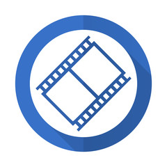 Fototapeta na wymiar film blue flat desgn icon with shadow on white background