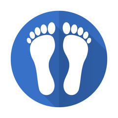 Fototapeta na wymiar foot blue flat desgn icon with shadow on white background