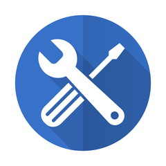 tools blue flat desgn icon with shadow on white background