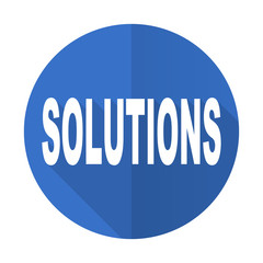 solutions blue flat desgn icon with shadow on white background