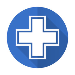pharmacy blue flat desgn icon with shadow on white background