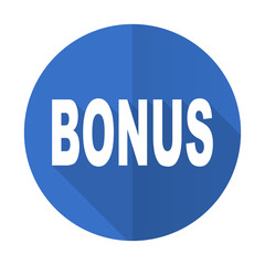 bonus blue flat desgn icon with shadow on white background