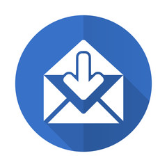 email blue flat desgn icon with shadow on white background