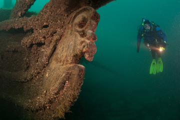 Shipwreck's Figurehead in Lake Michigan