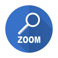 zoom blue flat desgn icon with shadow on white background