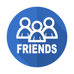 friends blue flat desgn icon with shadow on white background